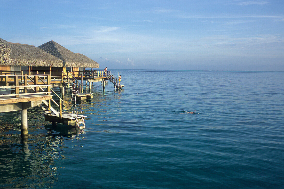 Overwater Bungalows,Te Tiare Beach Resort, Huahine, French Polynesia