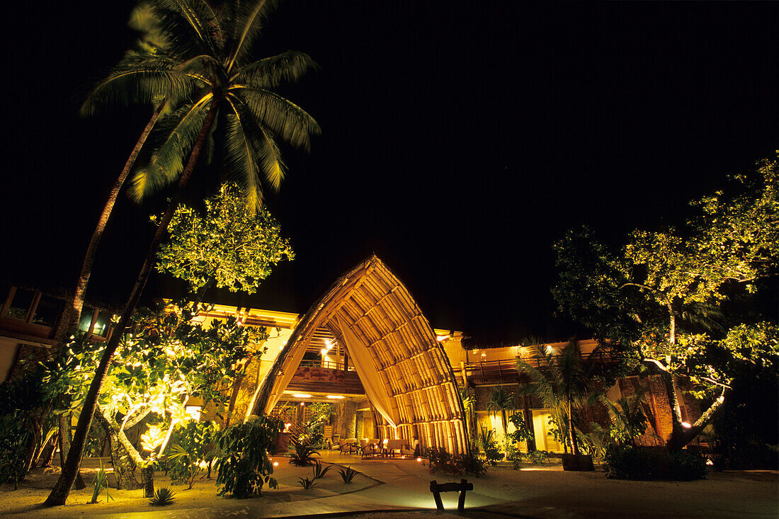 Entrance Lobby at Night,Taha'a Pearl Beach Resort, Taha'a, French Polynesia