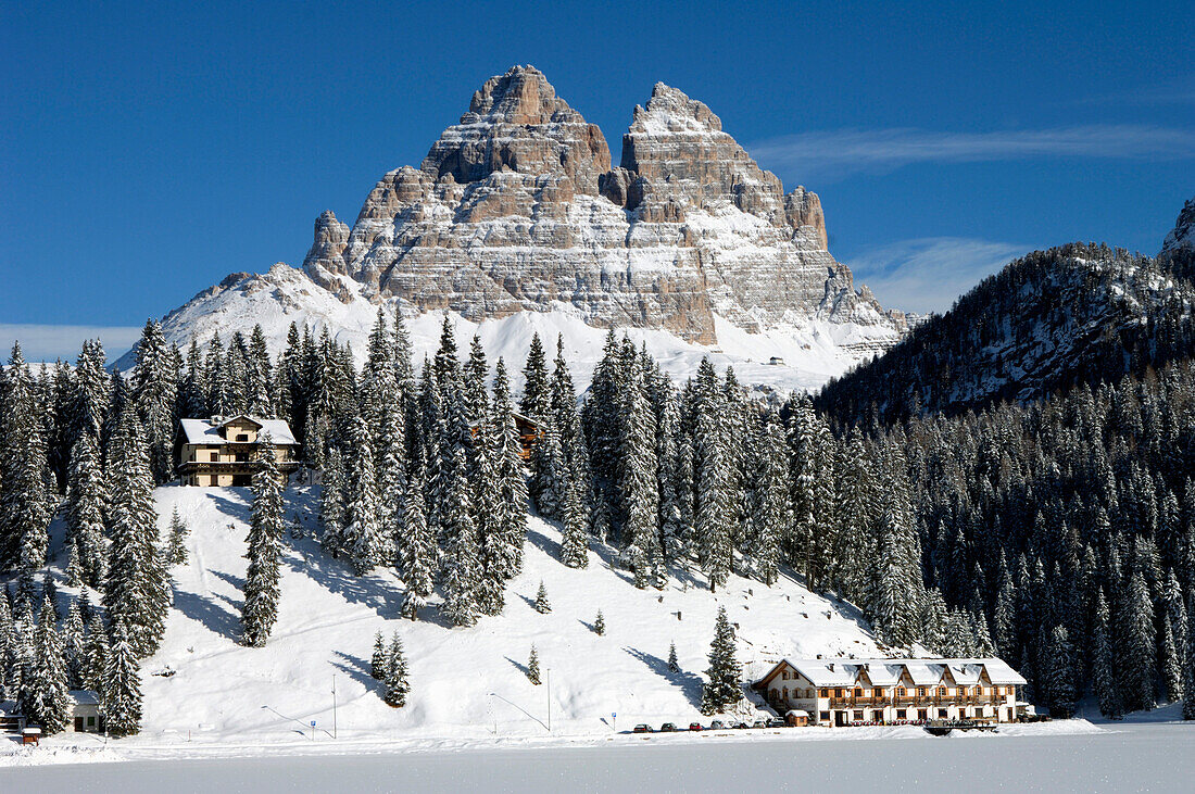 Frozen Lake Misurina, Tre Cime di Lavaredo,  Dolomites, Italy