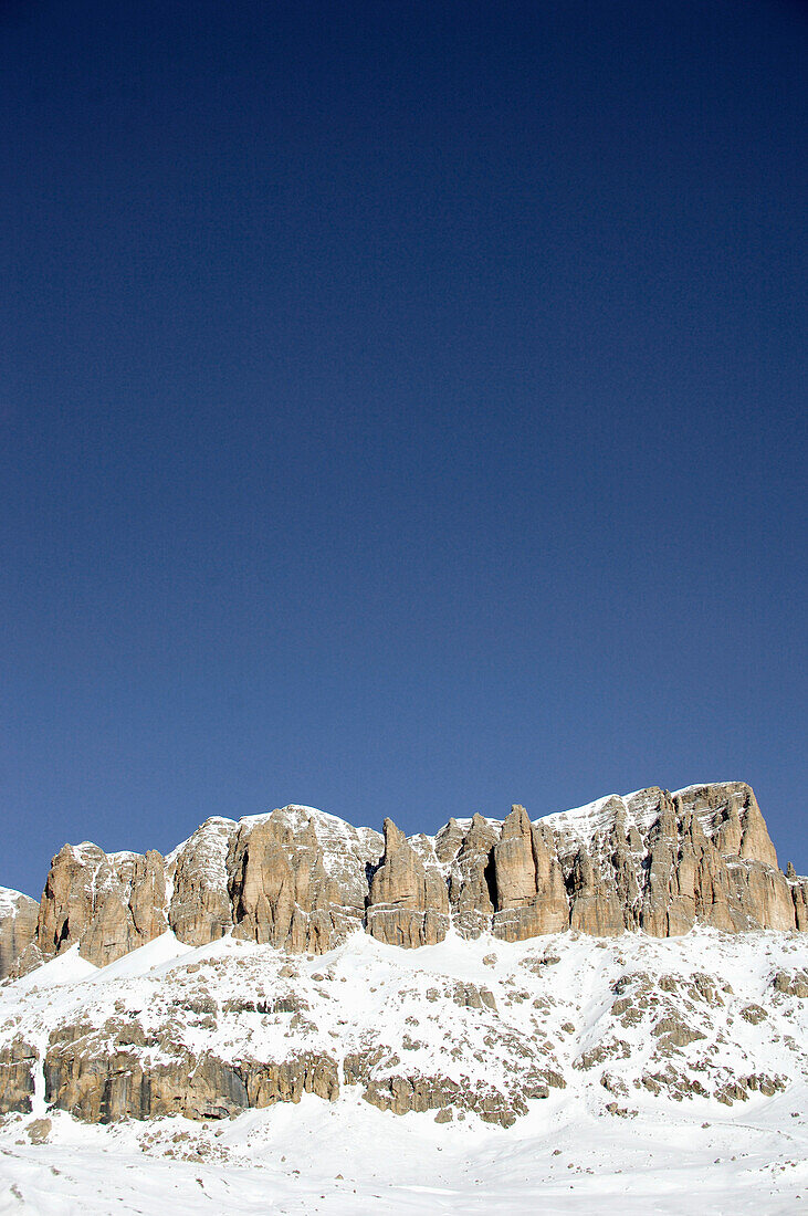 Snow- covered rocks, Gruppo della Marmolada, Dolomites, Italy