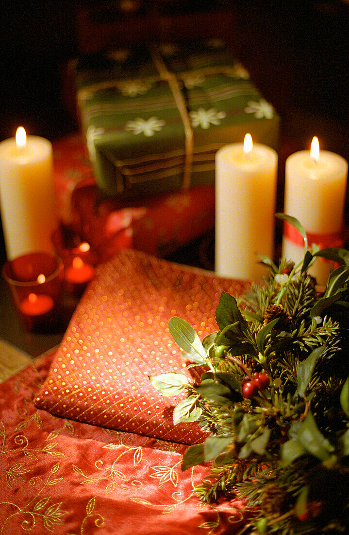 christmas gifts and candles