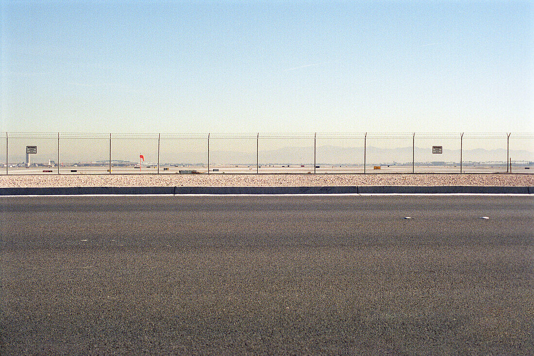 View over the deserted landing field of the airport, Las Vegas, Nevada, USA