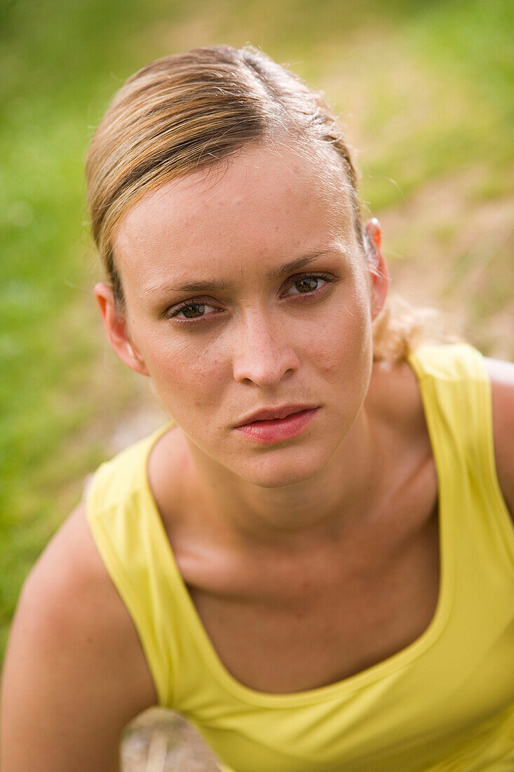 Woman resting while jogging