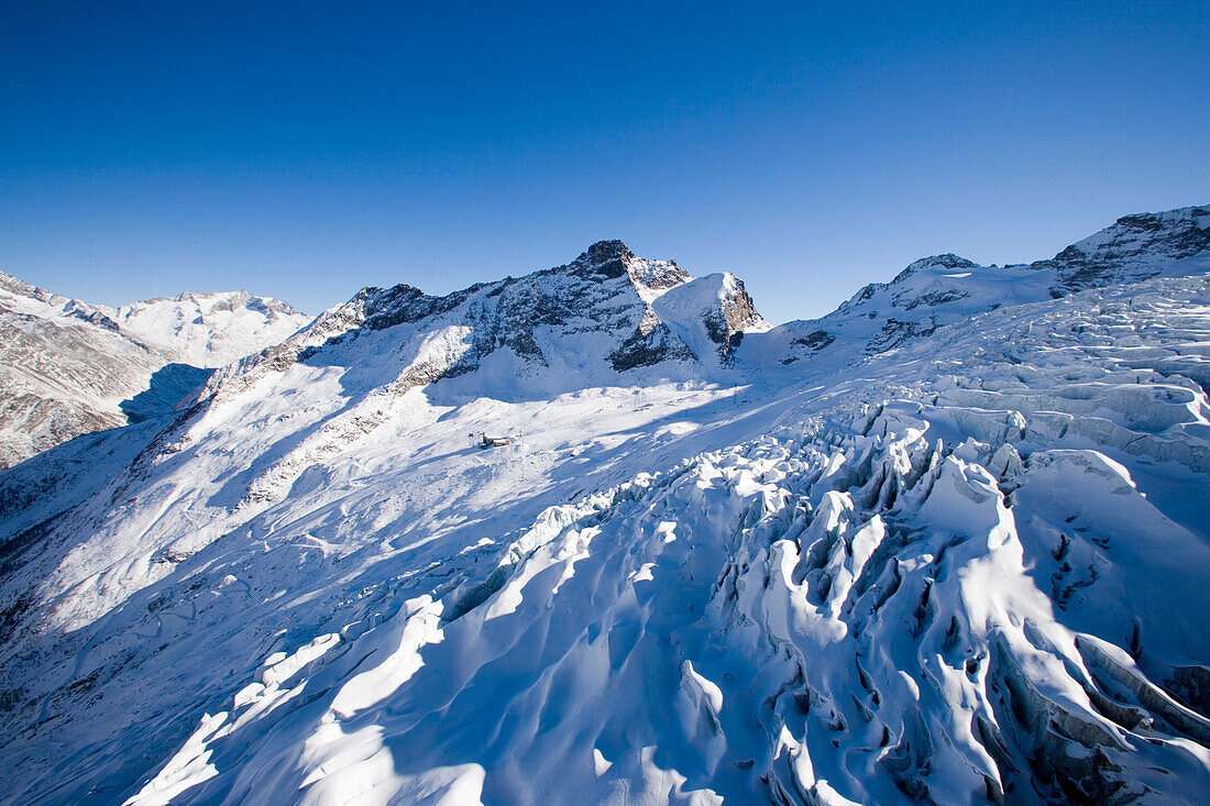 Crevasses on glacier, Saas-Fee, Valais, Switzerland