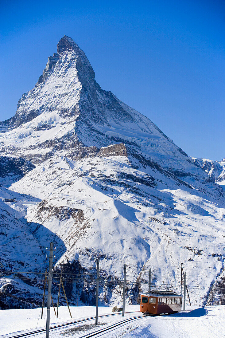 Gornergrat Bahn with Matterhorn (4478 m) in background, Zermatt, Valais, Switzerland