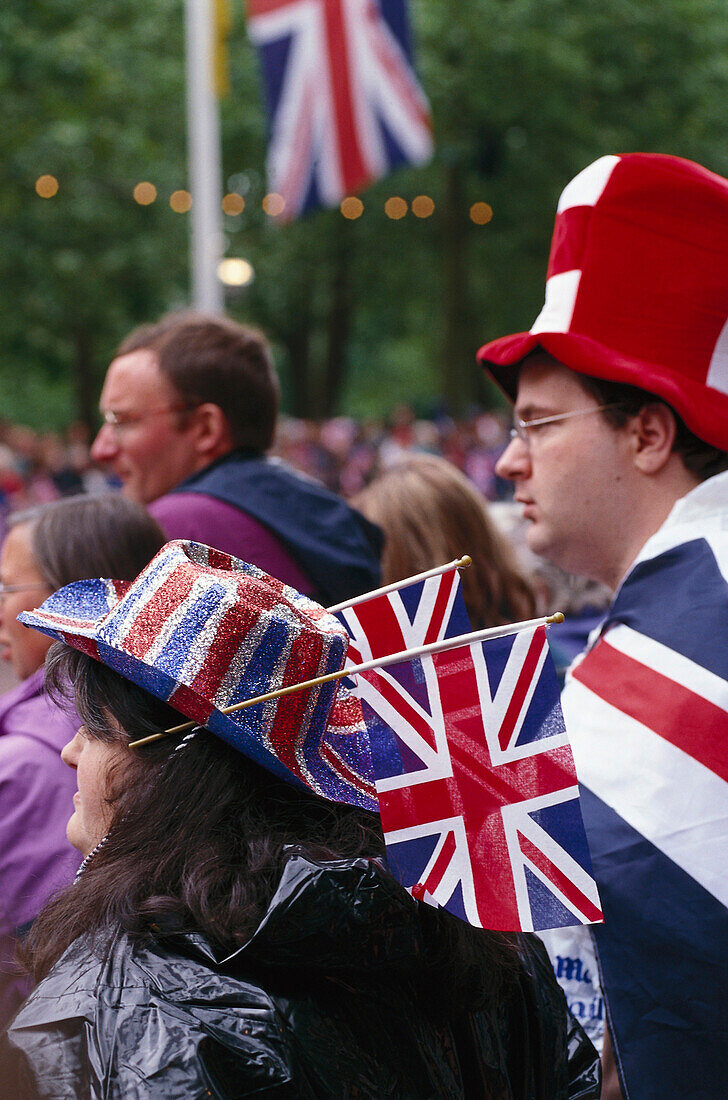 Revellers in the street of London, Queens Golden Jubilee, London, England, Great Britain