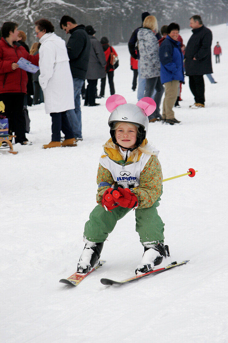 Child skiing, children's skirace, Germany