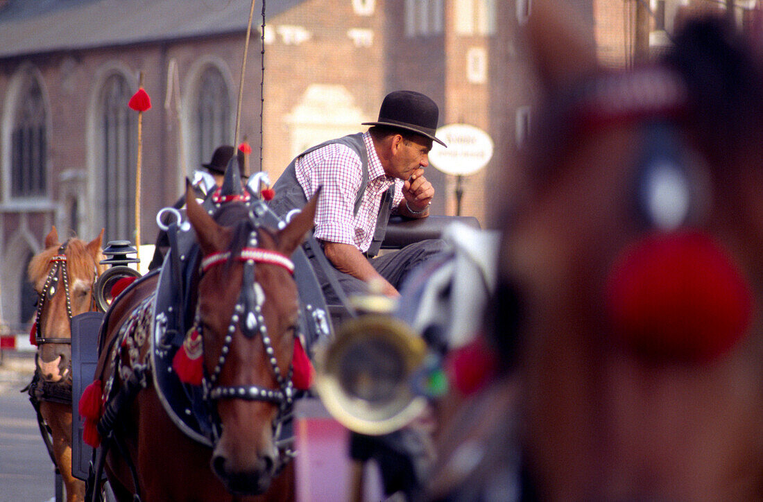 Pferdekutschen auf dem Marktplatz in Krakau, Polen