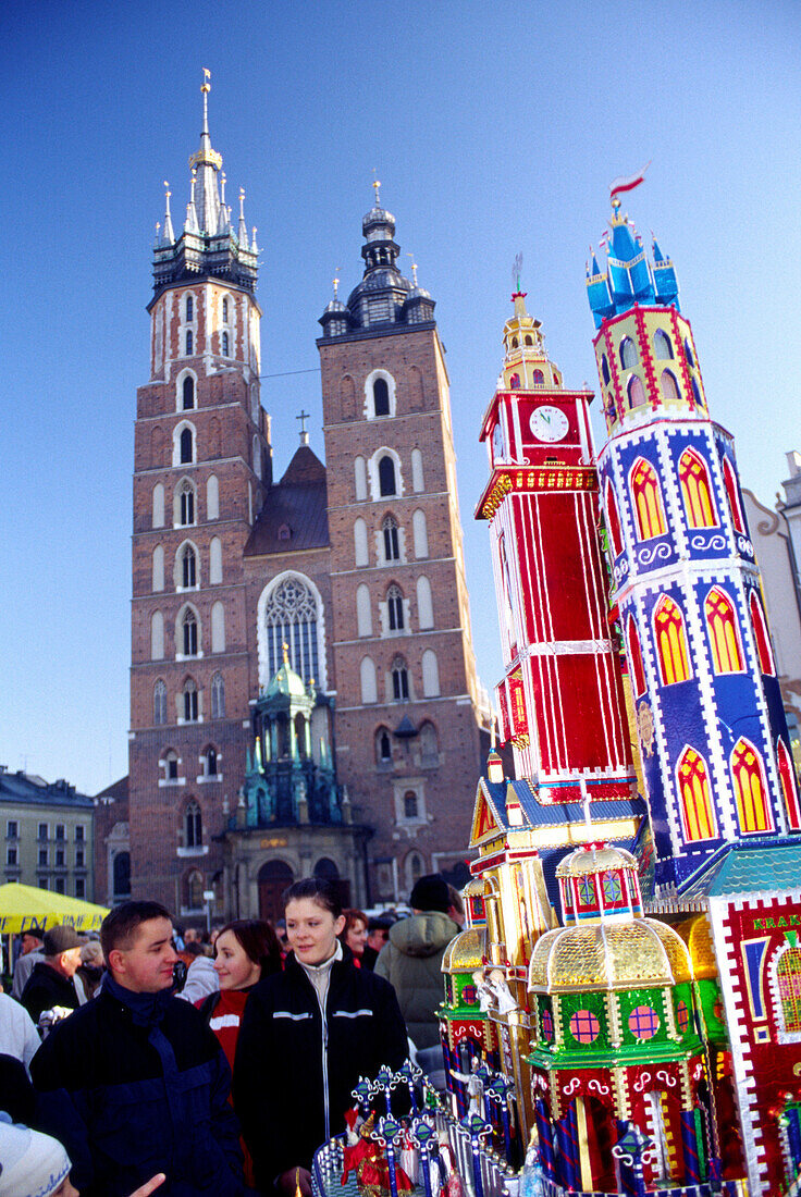 Nativity Cribs, Competition for the finest Nativity Crib, near Mickiewicz Monument in front of the Church of Virgin Mary, Cracow, Poland