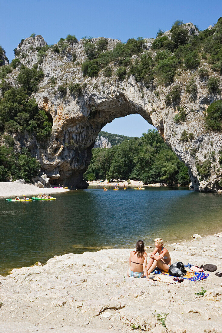 Swimming in Ardeche river at Pont d'Arc, France, Europe