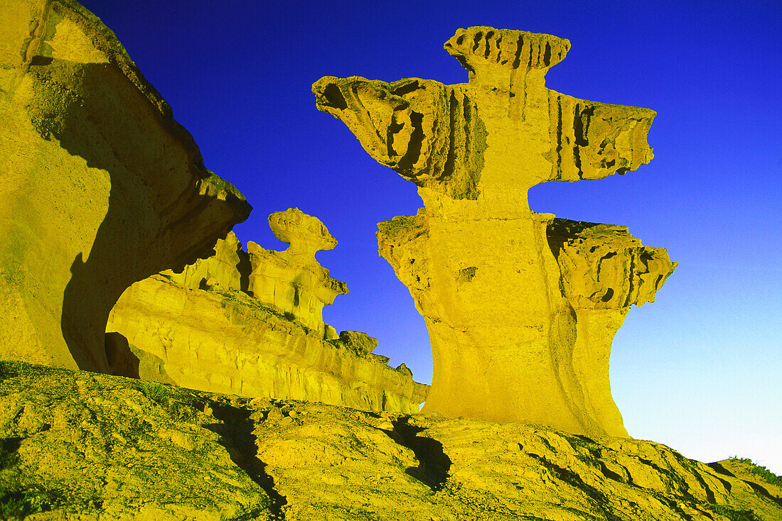 Erosive rock formations, Playa de Bolnuevo, Golfo de Mazarron, Province Murcia, Spain