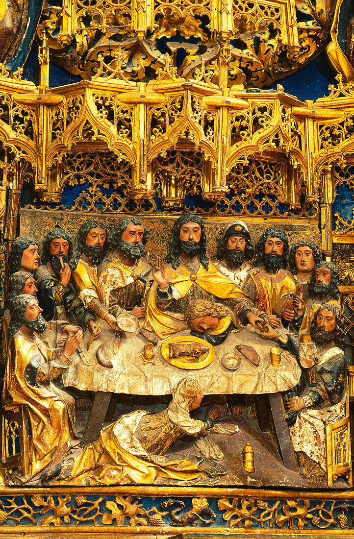 Abendmahl,Retabel der Klosterkirche,Cartuja de Miraflores,bei Burgos,Castilla-Leon,Spanien
