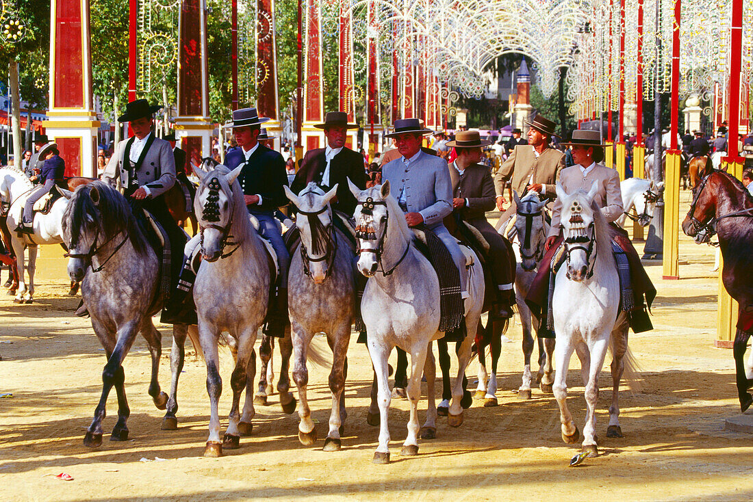 Jahrmarkt,Feria del Caballo,Reiten,Jerez de la Frontera,Provinz Cadiz,Andalusien,Spanien