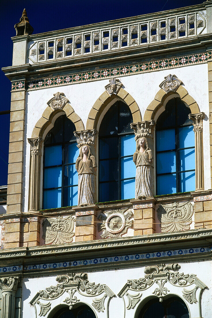 Facade of an old building, Merida, Province Badajoz, Extremadura, Spain