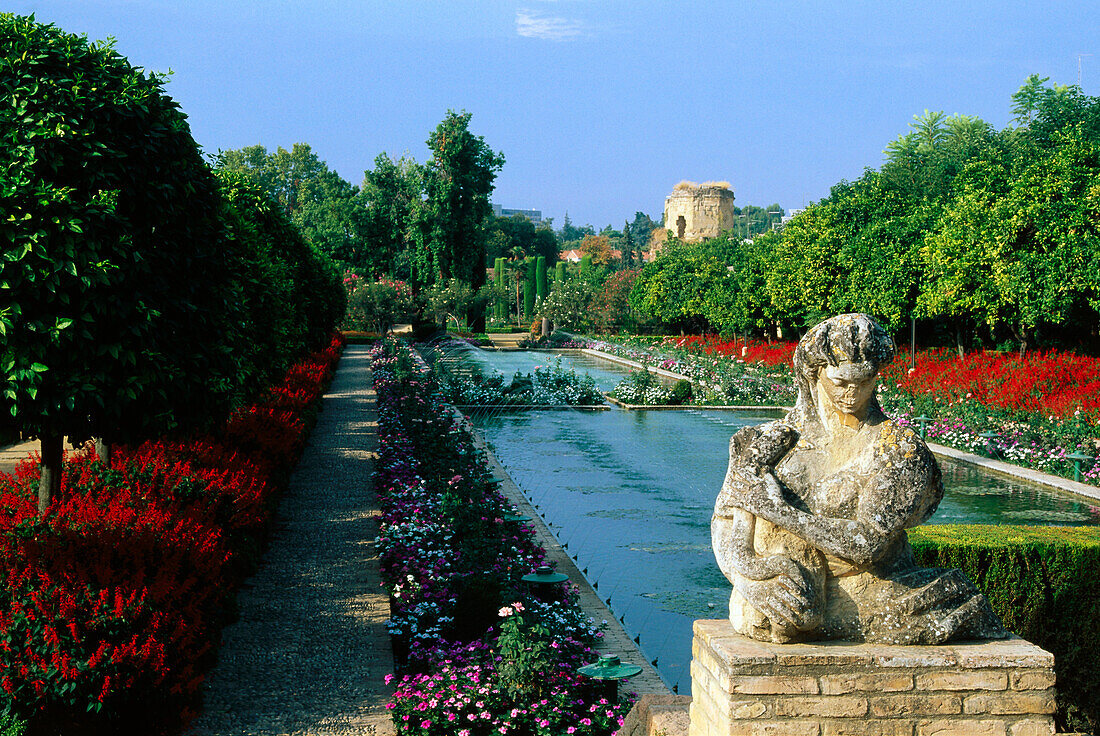 Gärten im Palast der katholischen Könige, Alcazar, Cordoba, Andalusien, Spanien