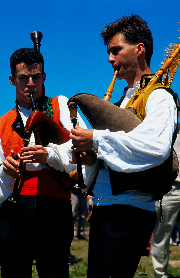 Dudelsackpfeifer,Curro,San Andres de Teixido,Sierra Capelada,Provinz La Coruna,Galicien,Spanien