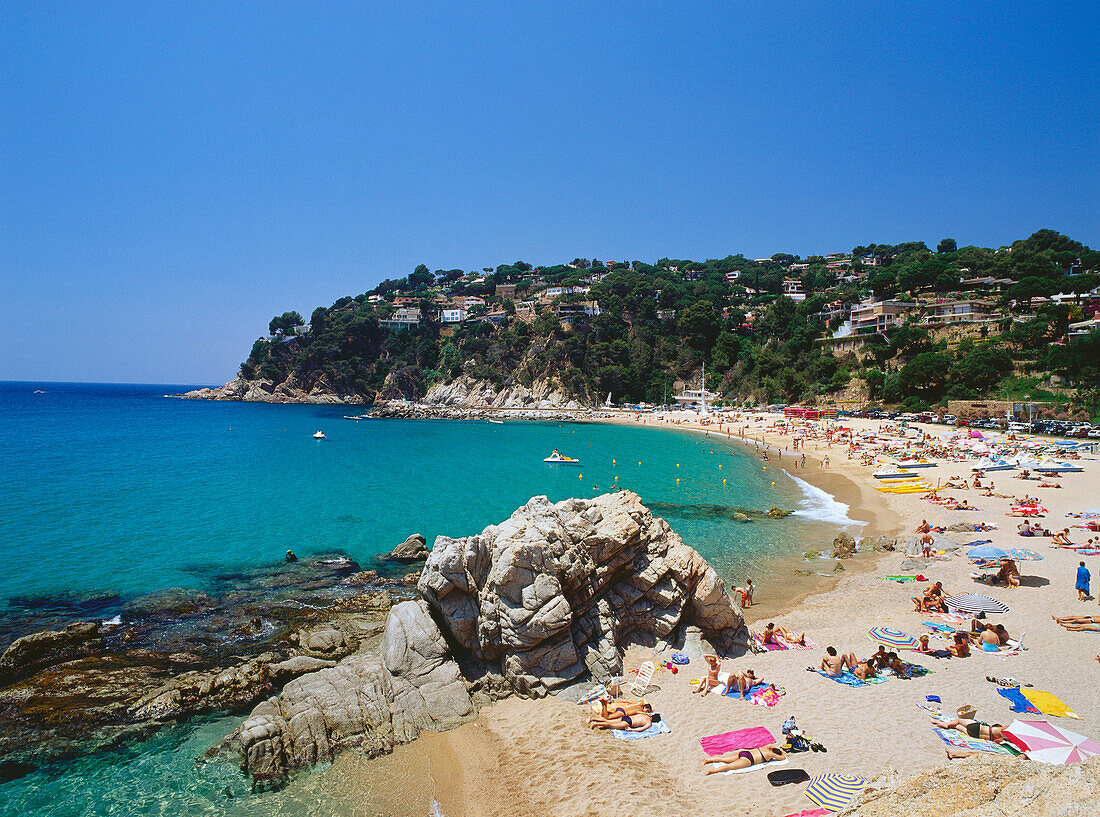 Beach,Platja de Canyenet,near Tossa de Mar,Costa Brava,Province Girona,Catalonia,Spain