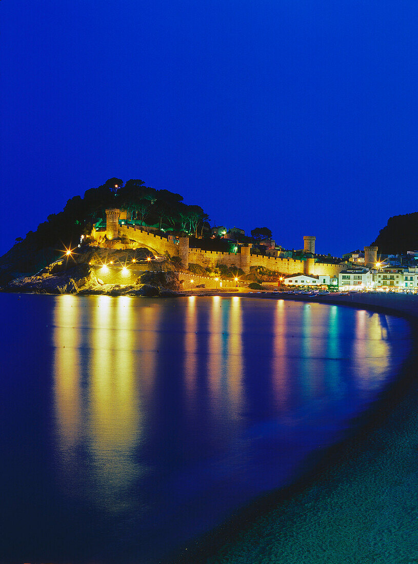 Beach and old town,Tossa de Mar,Costa Brava,Province Girona,Catalonia,Spain