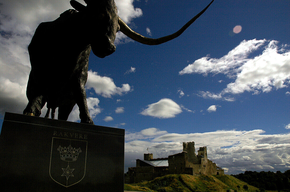 huge sculpture of a bull, brewery advertisement, Rakvere, Estonia