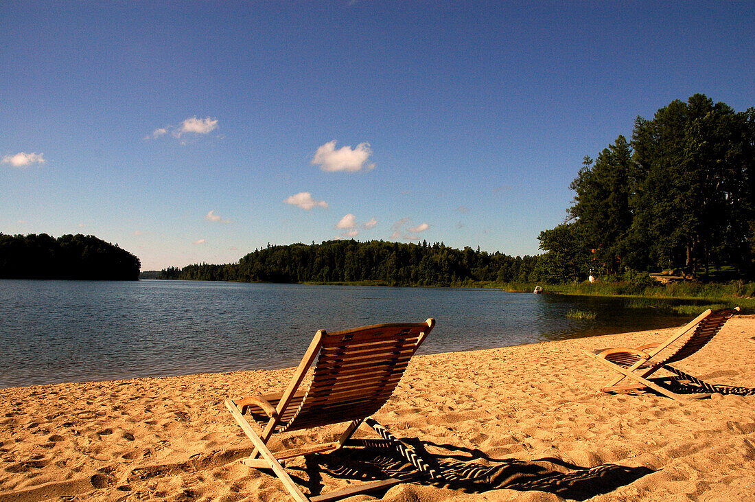 beach chair in Otepää at Pühajärv lake, Estonia