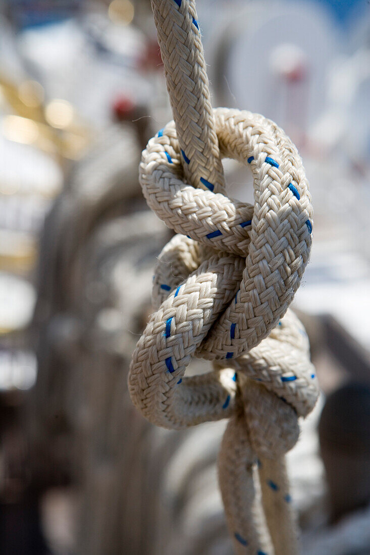 Close-up of a sailing knot, aboard the Star Clipper, Caribbean Sea