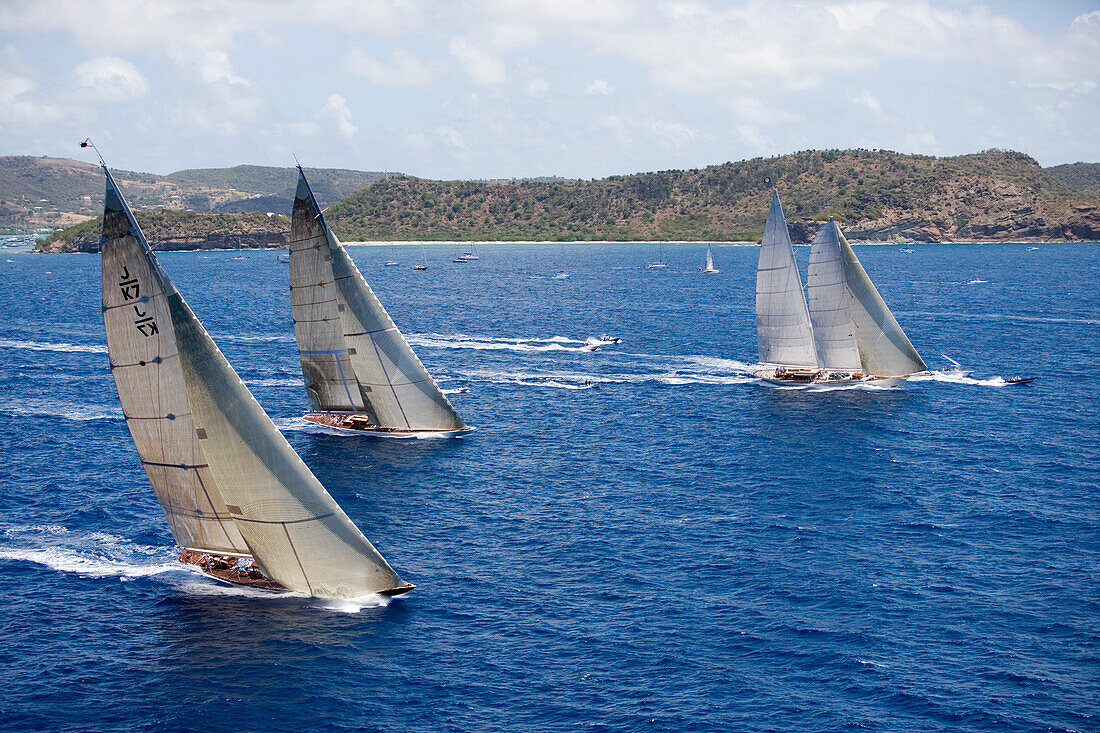 Luftaufnahme von J-Class Cutters,Antigua Classic Yacht Regatta, Antigua