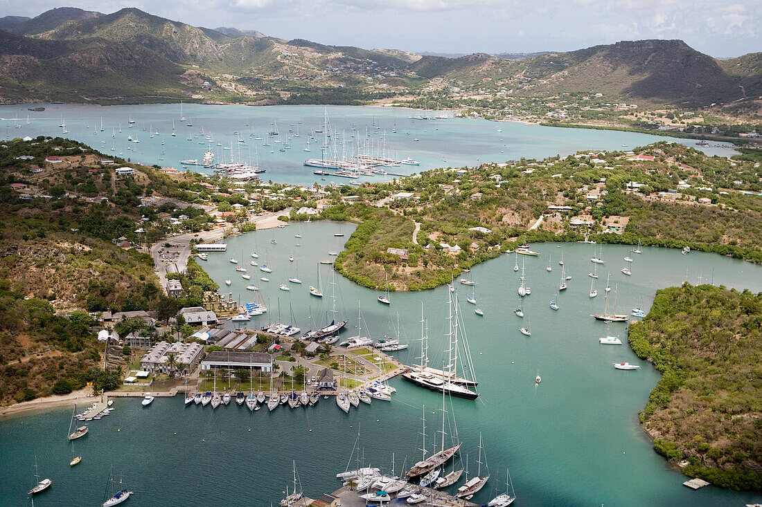 Luftaufnahme vom Hafen, Nelson's Dockyard, Englisher Hafen, Antigua