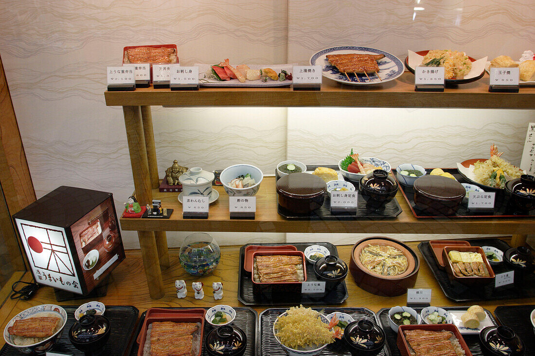 showcase, shop-window, retaurant, Sushi, Tokyo, Japan