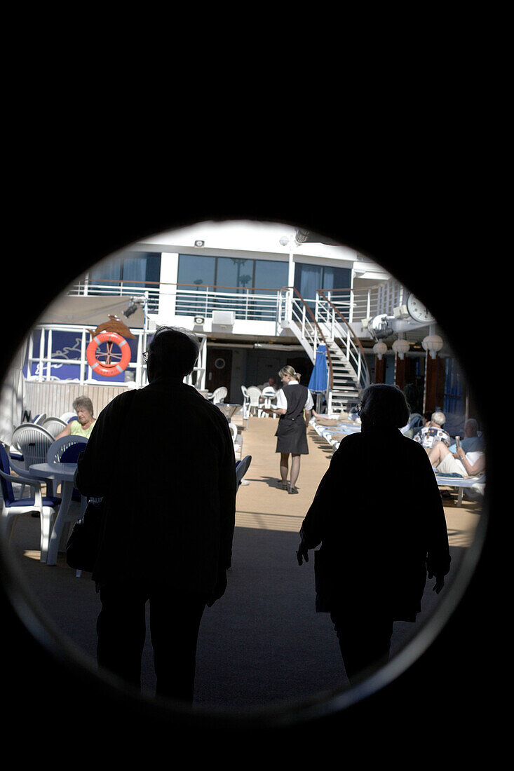 sun deck, cruise ship MS Delphin Renaissance, Cruise Bremerhaven - South England, England