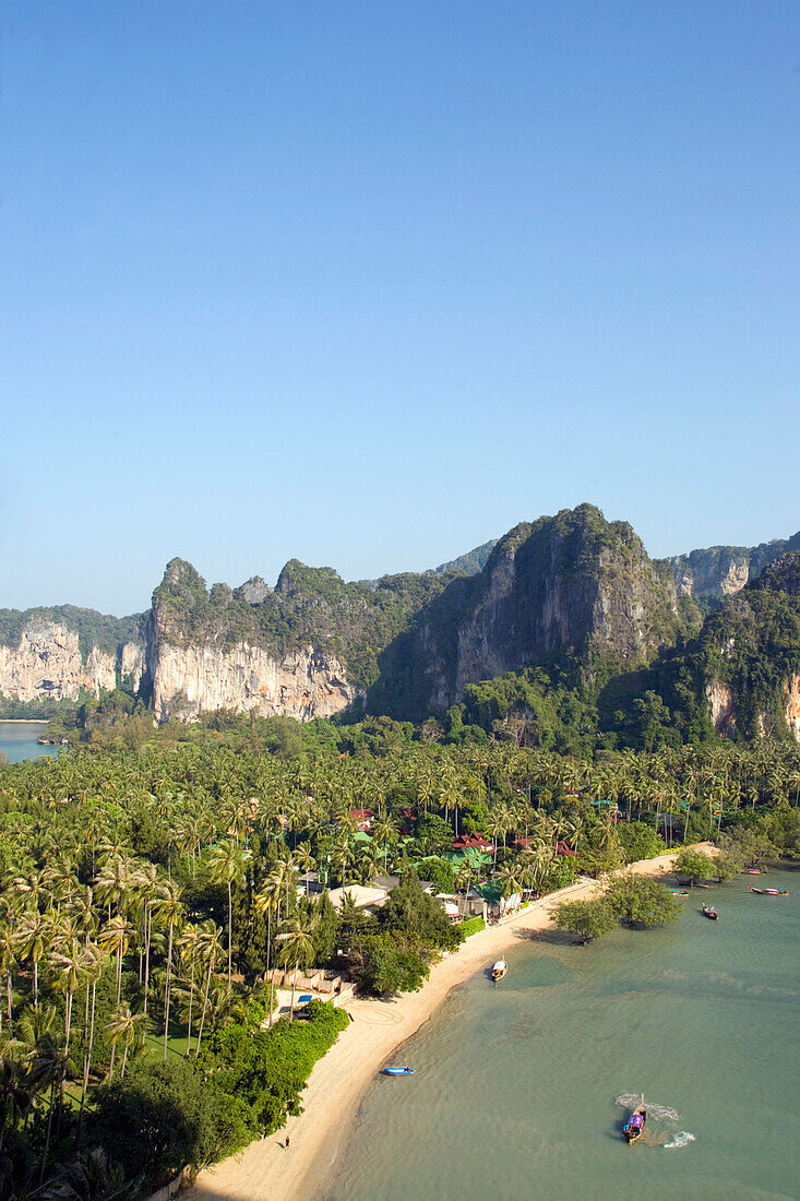 Aerial view of isthmus, Hat Rai Leh East, Railay East, Laem Phra Nang, Railey, Krabi, Thailand, after the tsunami