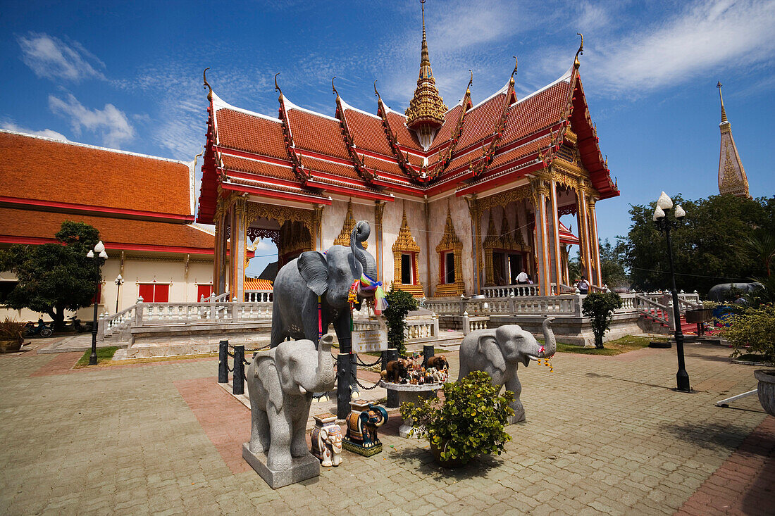 Elephants near Ubosot, Wat Chalong, Phuket, Thailand