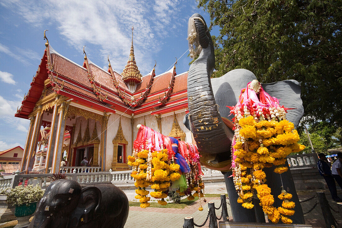 Elephants near of Ubosot, Wat Chalong, Phuket, Thailand