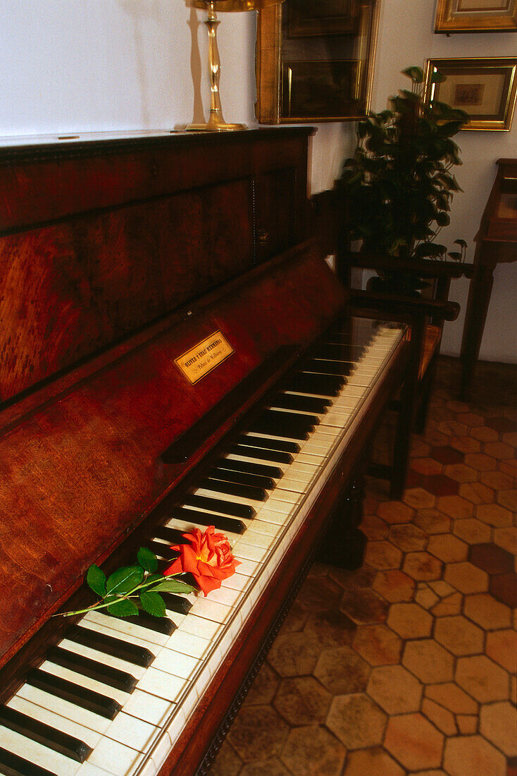 Chopin Klavier in La Cartuja, Kartause, Valldemosa, Mallorca, Spanien