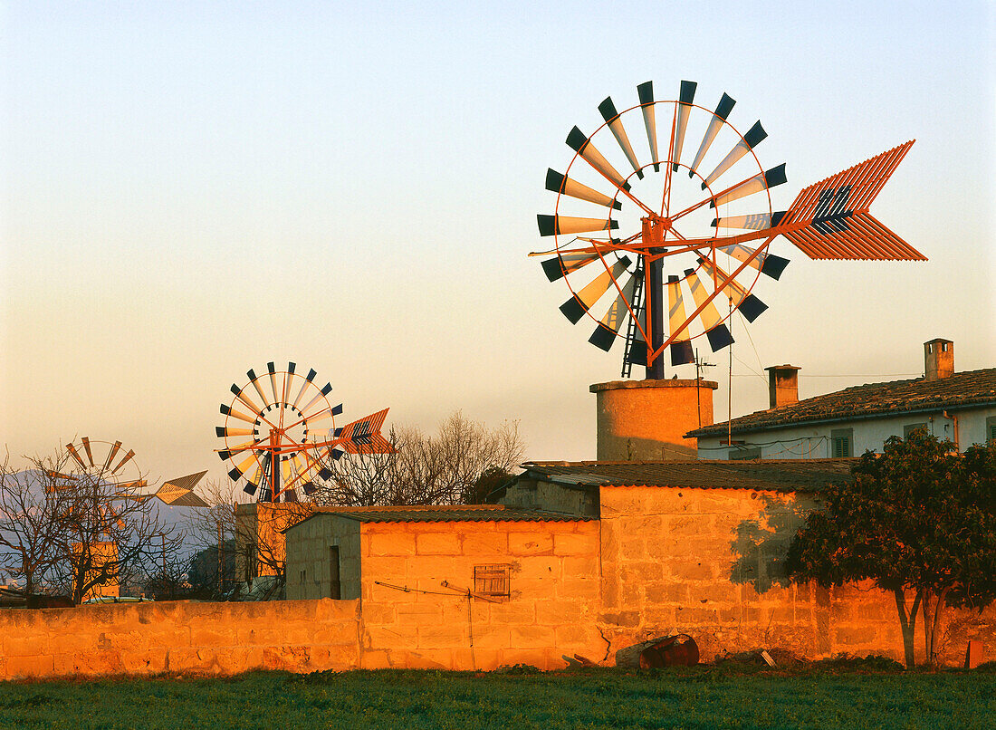 Country house with wind turbines, Sant Jordi, Mallorca, Spain