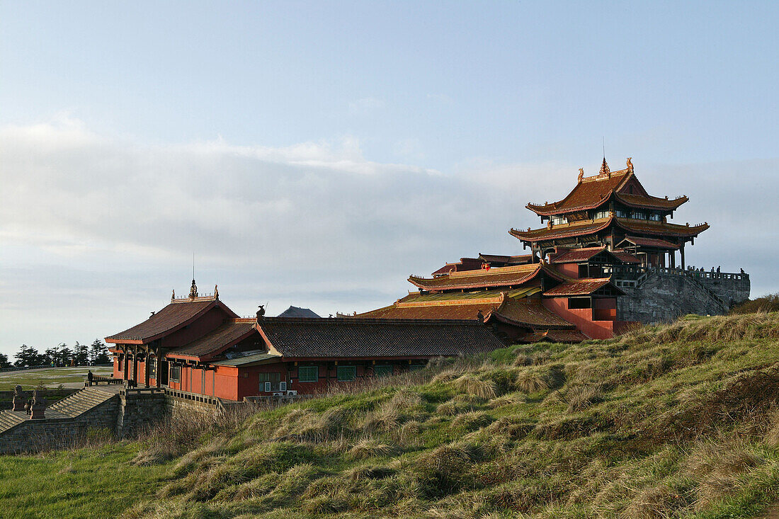 The Huazang monastery on the summit of Emei Shan mountains, Sichuan province, China, Asia