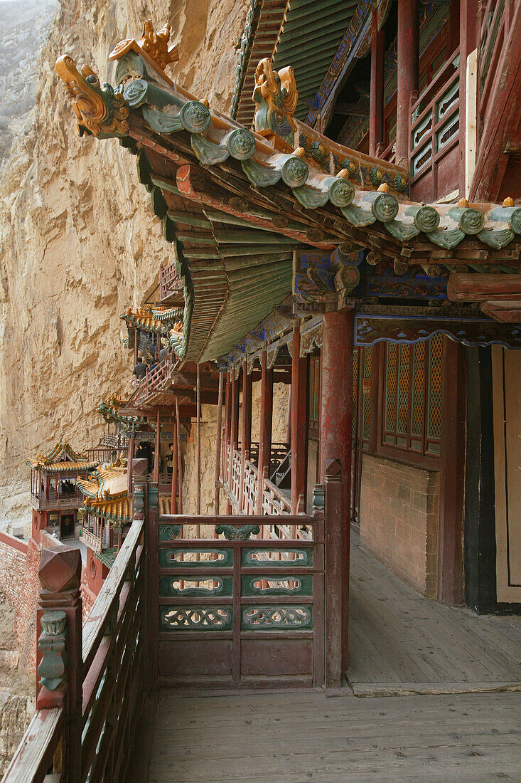 Exterior view of the hanging monastery, Heng Shan North, Shanxi province, China, Asia