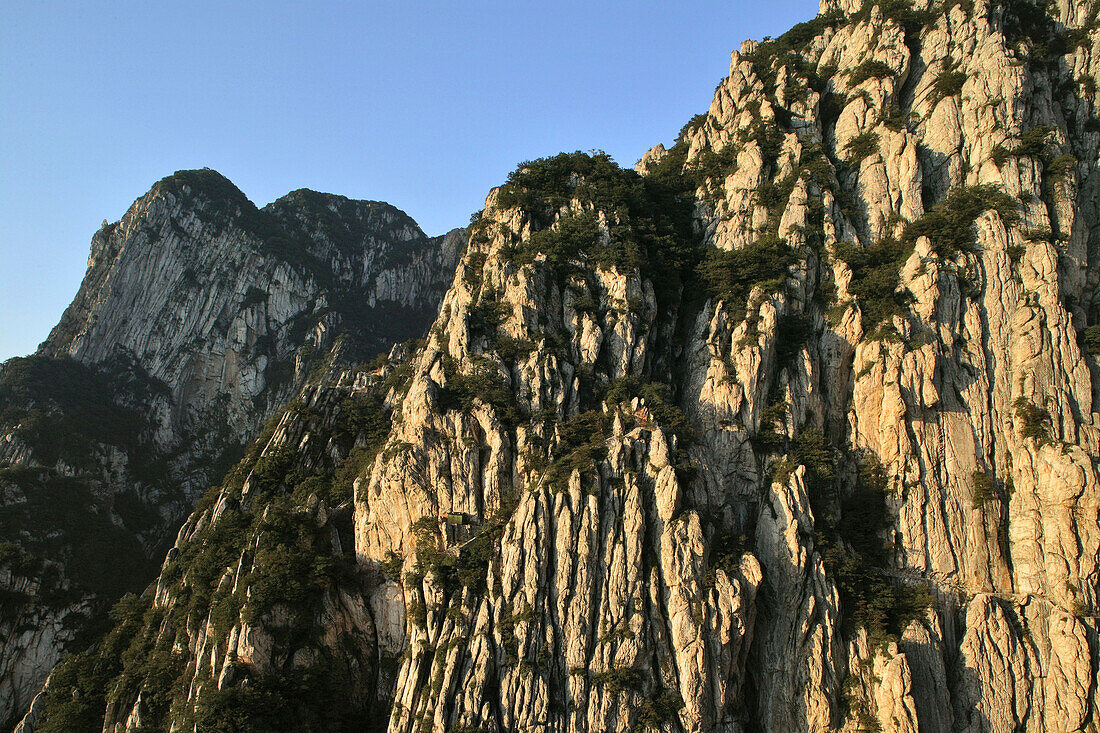 Pilgerweg in Felswand, Shaoshi Berge am Songshan, Provinz Henan, China, Asien