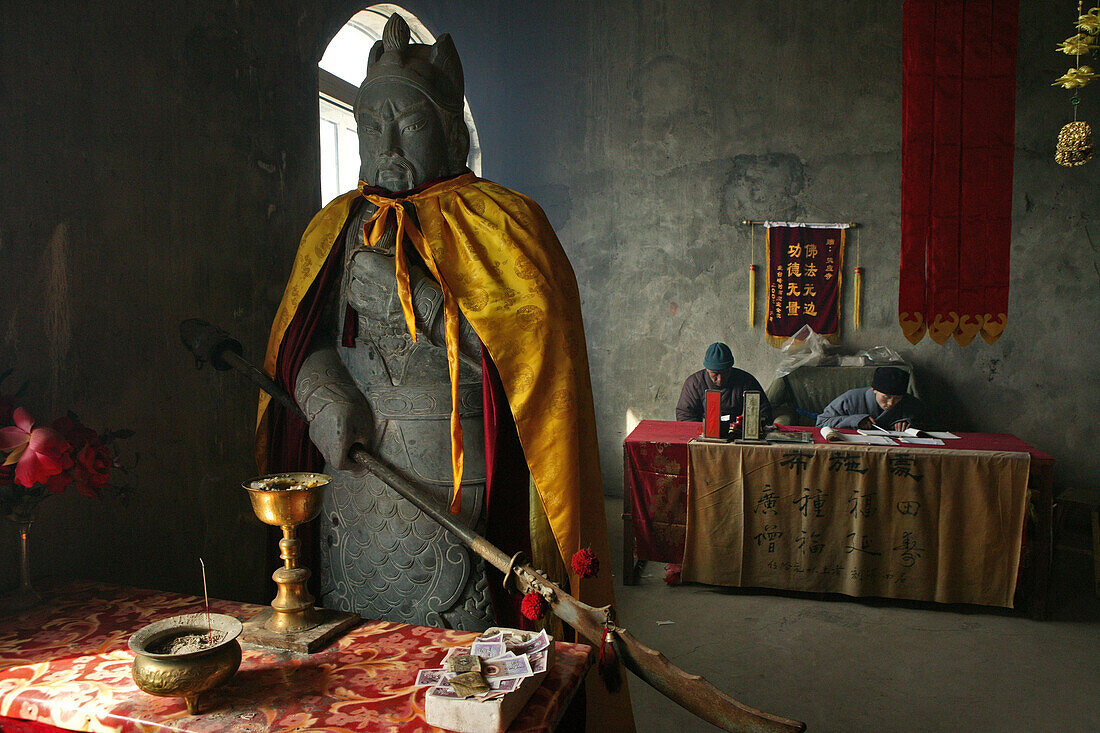 Tempelwächter im Gipfeltempel, Nordterrasse, Wutai Shan, Bodhisattva, Taihuai Stadt, Provinz Shanxi, China, Asien