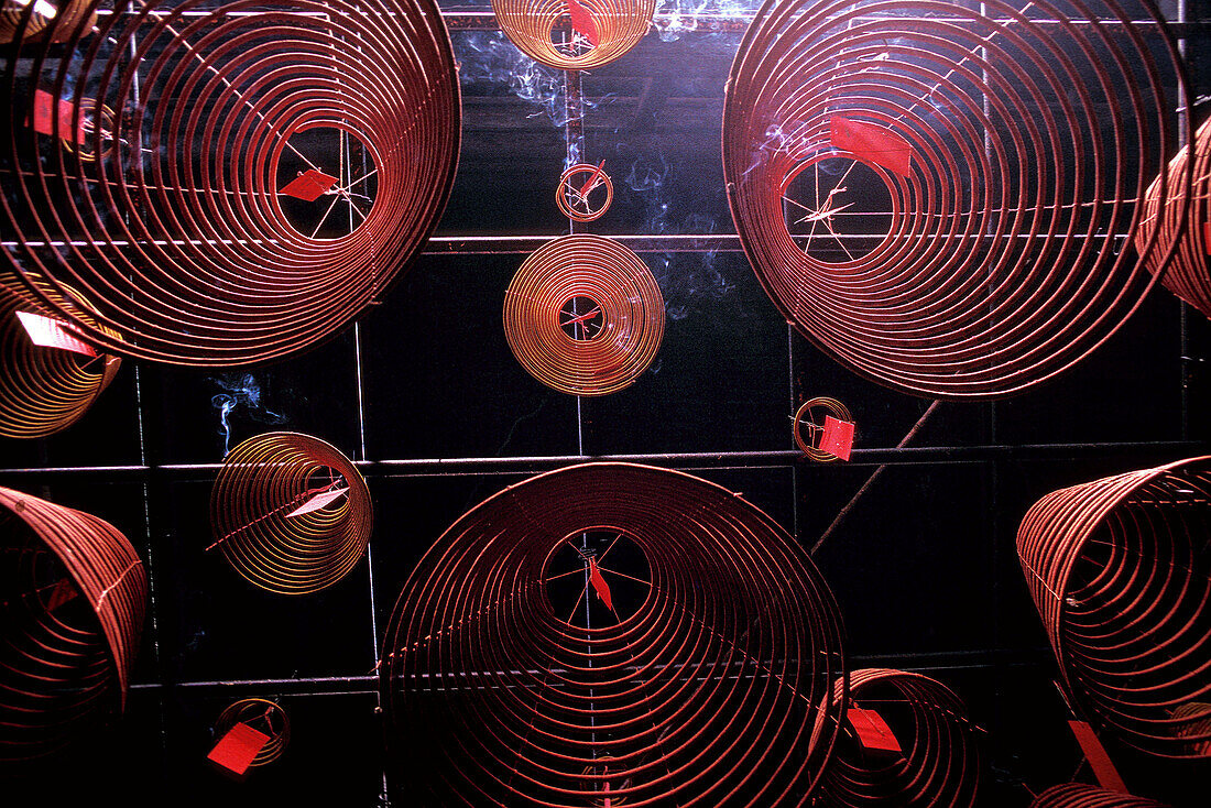 Spiral incense coils, Man Mo Temple, Hong Kong, China