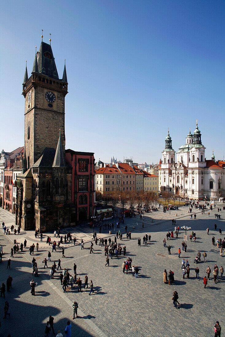 Blick vom Alten Rathaus und Sankt Nicholas Kirche, Altstädter Ring, Staromestske Namesti, Altstadt, Prag, Tschechien