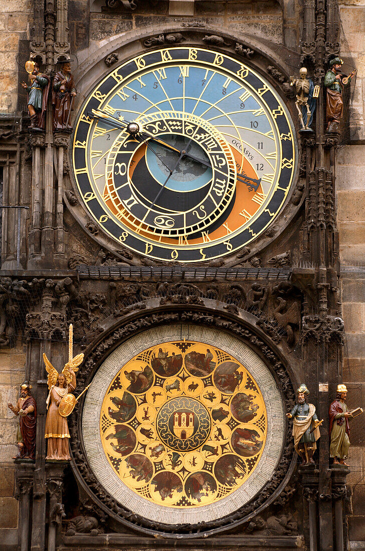 Nahaufnahme vom astronomischen Uhr, Altes Rathaus, Altstädter Ring, Staromestske Namesti, Altstadt, Stare Mesto, Prag, Tschechien