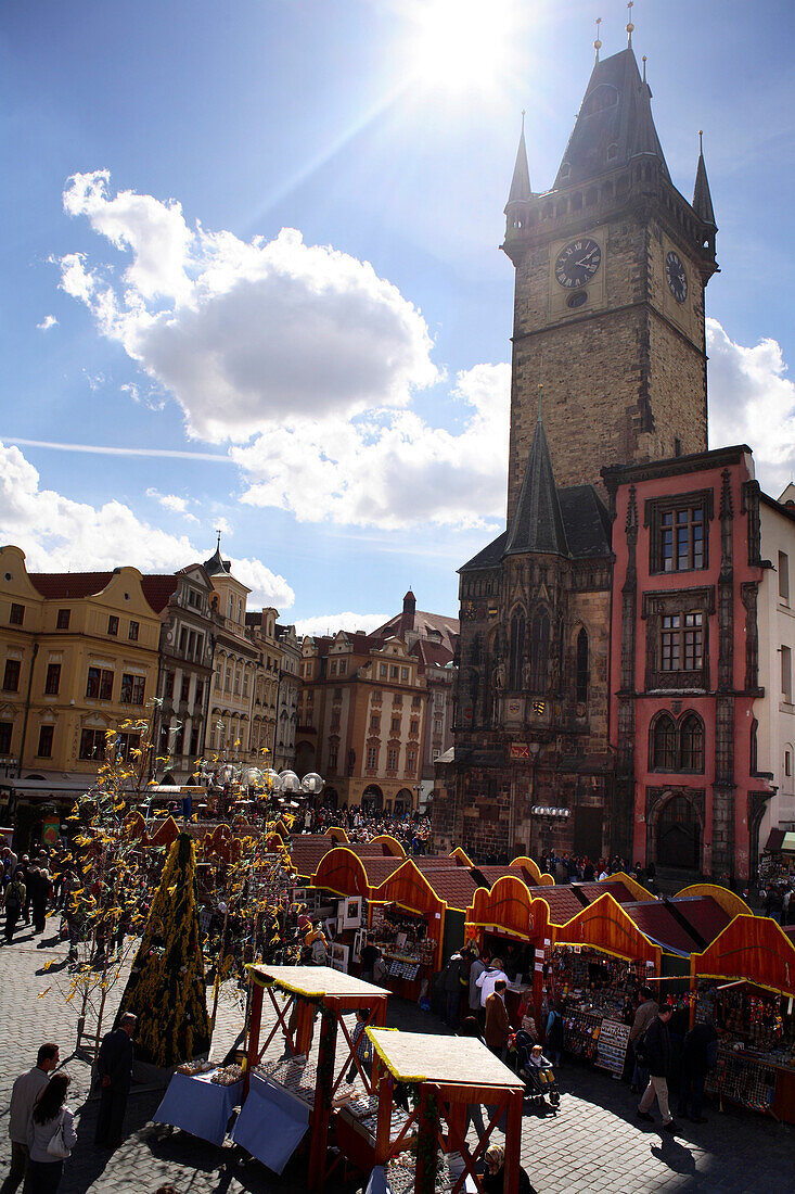Easter Market at the Old Town Square, Old Town Hall, Staromestske Namesti, Stare Mesto, Prague, Czech Republic