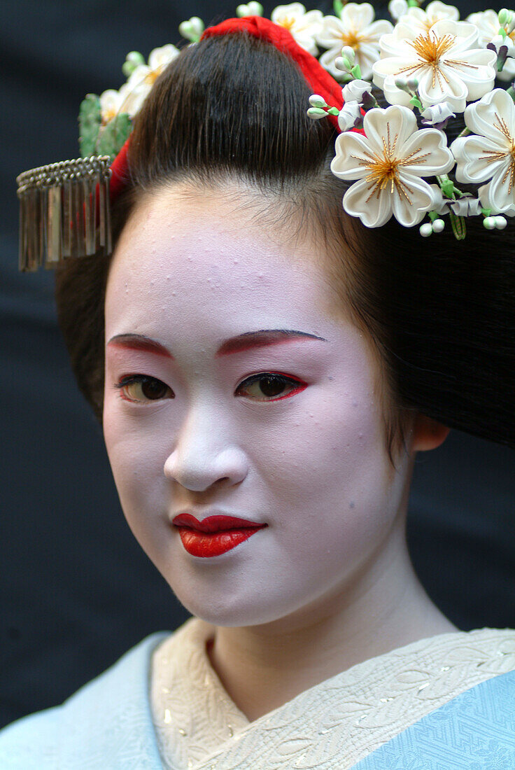 Portrait von einer Geisha in der Ausbildung, Maiko Masayo, Kyoto, Japan