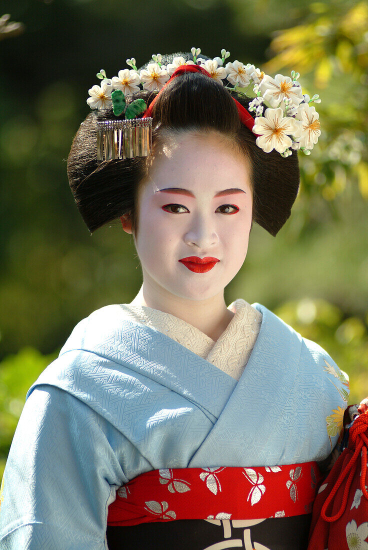 Portrait von einer Geisha in der Ausbildung, Maiko Masayo, Kyoto, Japan