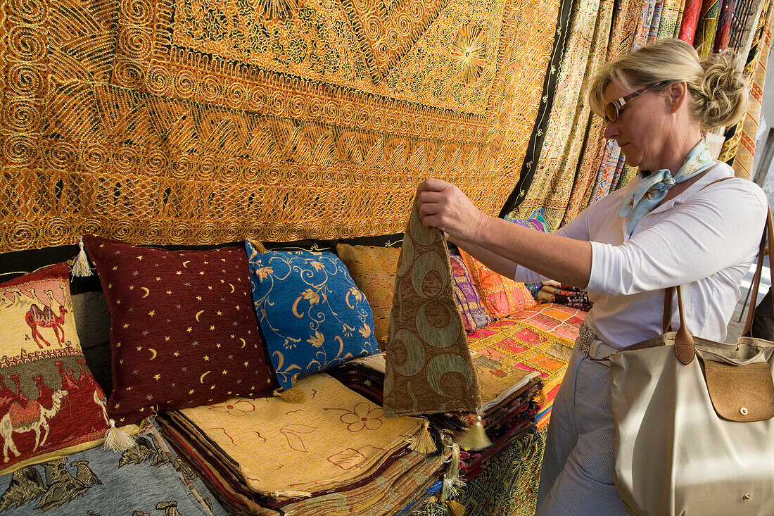 Woman in the handicrafts shop, Antalya Old Town, Antalya, Turkey