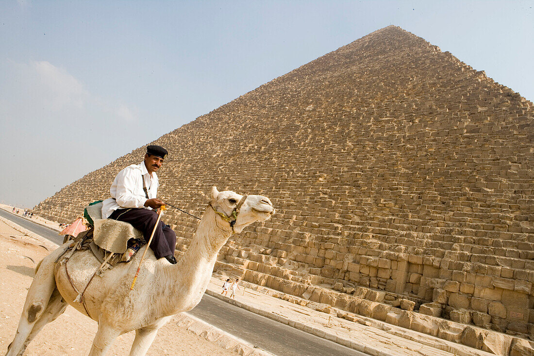 Polizist auf einem Kamel, Die Pyramiden von Gizeh, Kairo, Ägypten
