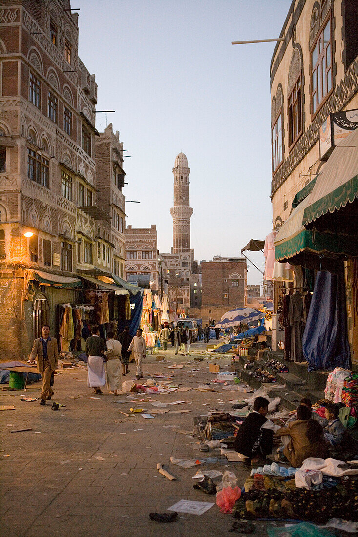 Abend in der Altstadt Sana'a, Sana'a, Jemen