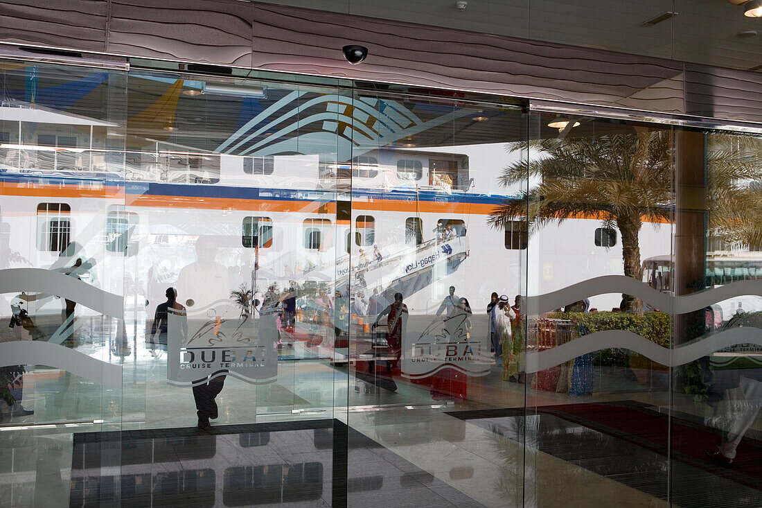 Dubai Cruise Terminal Window Reflection, MS Europa, Dubai, United Arab Emirates