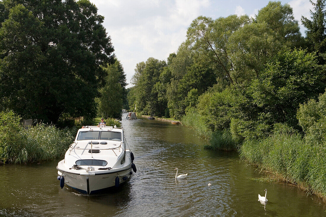 Connoisseur Caprice Houseboat on Storkower Kanal Waterway,Near Storkow, Brandenburg, Germany