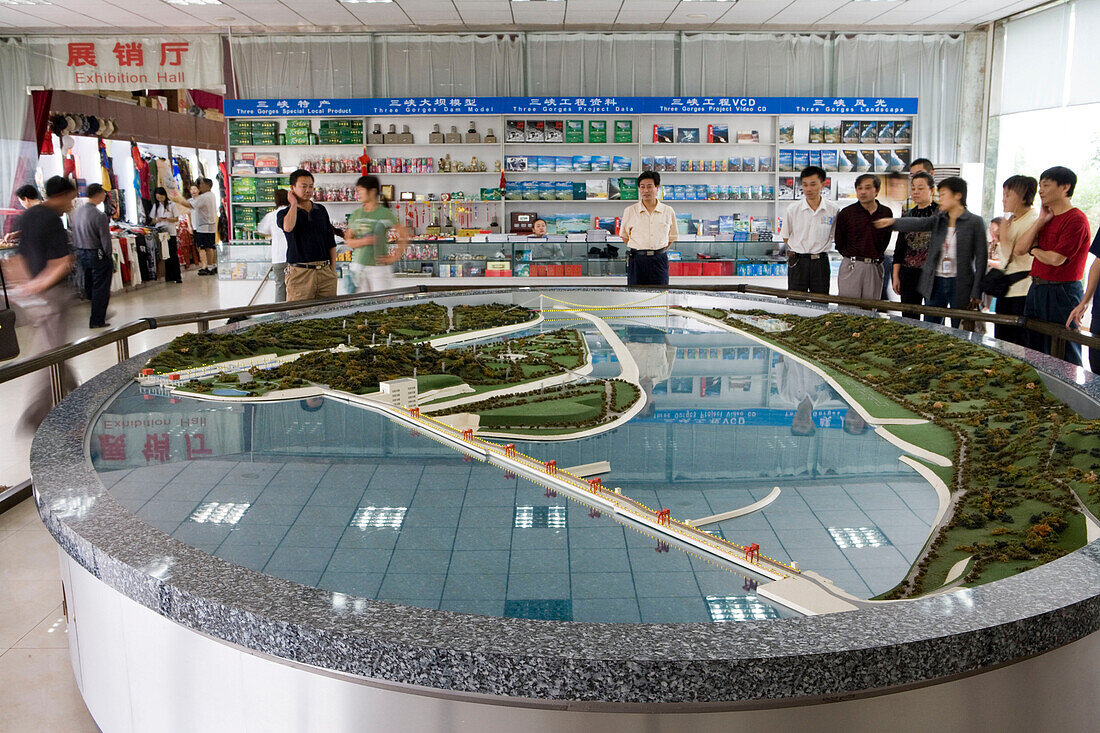 Modell des Projektes Drei Schluchten Damm, Sandouping, Yichang, Xiling Gorge, Jangtze Fluß, China